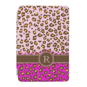 Leopard print pink brown monogram ipad cover