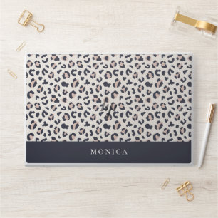 Leopard print pink custom name HP laptop skin