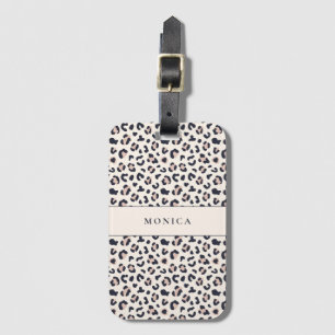Leopard print pink custom name  luggage tag