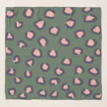 Leopard Print Pink Dark Blue and Green Scarf<br><div class="desc">Fashionable chiffon scarf with large leopard print in pink and dark blue on a green background. Exclusively designed for you by Happy dolphin studio.</div>