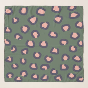Leopard Print Pink Dark Blue and Green Scarf