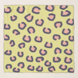Leopard Print Pink Dark Blue and Yellow Scarf<br><div class="desc">Fashionable chiffon scarf with large leopard print in pink and dark blue on a yellow iris background. Exclusively designed for you by Happy dolphin studio.</div>