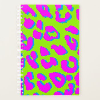 Leopard Print Pink Green Blue Planner by BlakCircleGirl at Zazzle