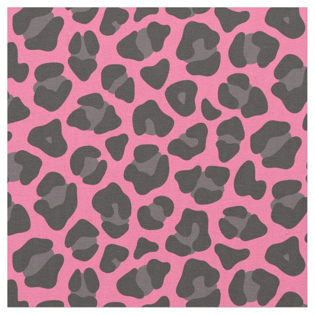 Leopard Print Pink Grey Fabric (Close Up)