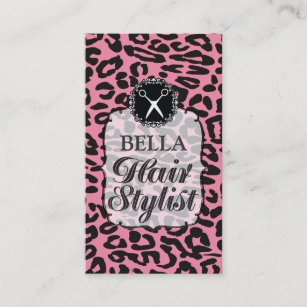 Leopard Print Pink Hair Stylist Appointment Cards