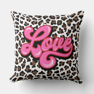 Leopard Print Pink LOVE Pillow