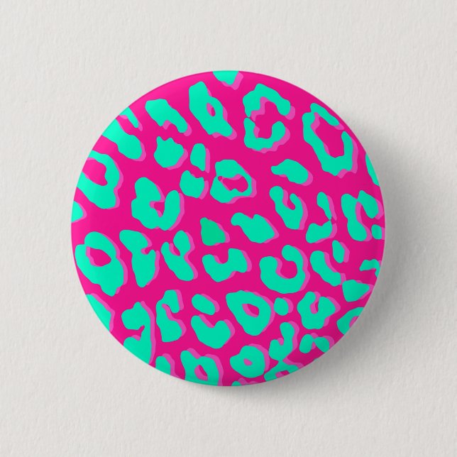 Leopard Print Pink Mint Button (Front)