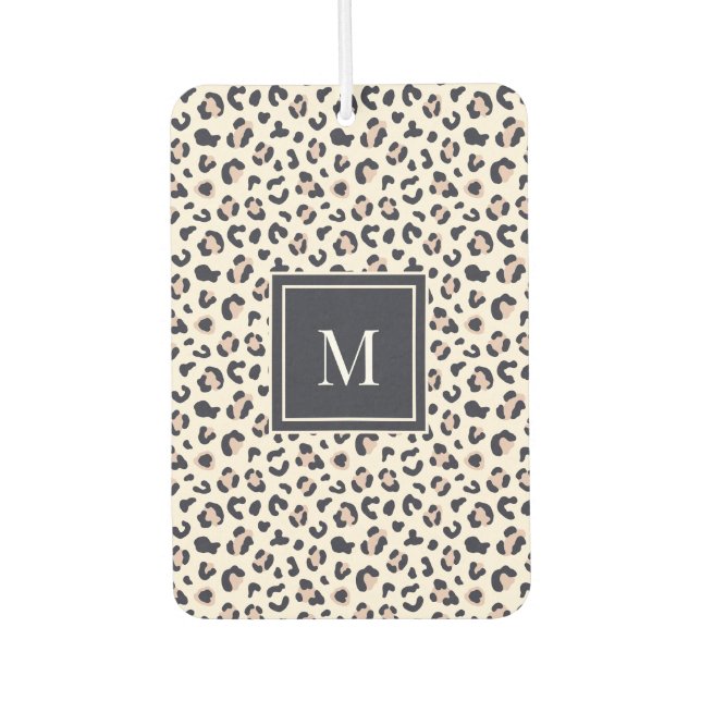 Leopard print pink monogram  air freshener (Front)
