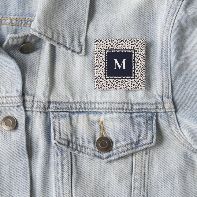 Leopard print pink monogram  button (In Situ)