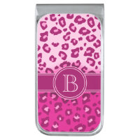 Leopard print pink monogram clip
