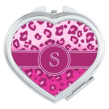Leopard print pink monogram mirror compact