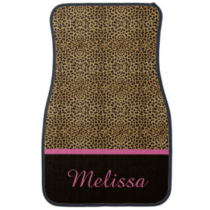 Leopard Print Pink Monogram Set of 4 Floor Mats