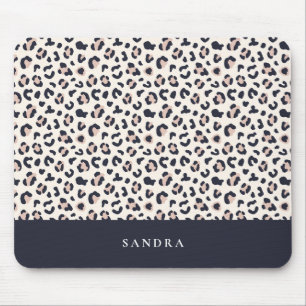 Leopard print pink mouse pad