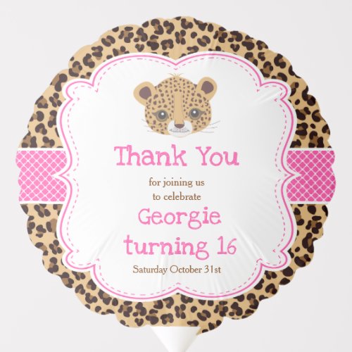 Leopard Print Pink Quatre foil Birthday Party Balloon