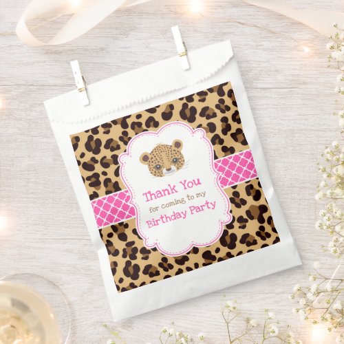 Leopard Print Pink Quatre foil  Birthday Party Favor Bag