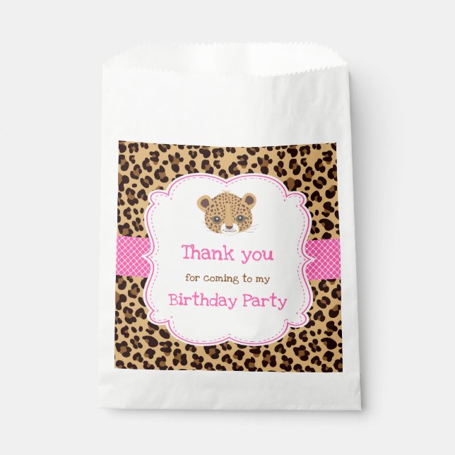 Leopard Print Pink Quatre foil  Birthday Party Favor Bag (Front)