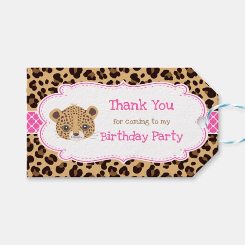 Leopard Print Pink Quatre foil Thank You Tag