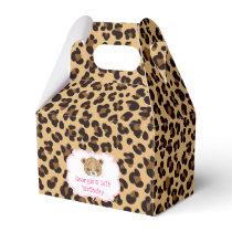 Leopard Print Pink Quatrefoil Birthday Party Favor Boxes