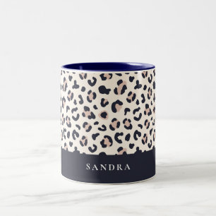 Leopard print pink  Two-Tone coffee mug