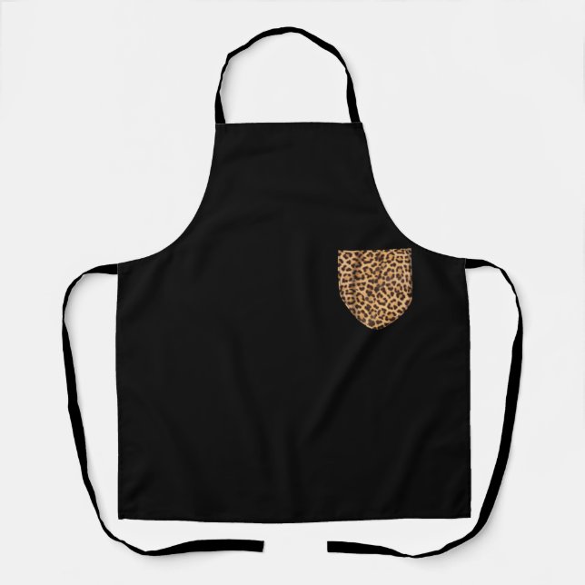 Leopard Print Pocket Cool Animal Lover Cheetah Apron (Front)