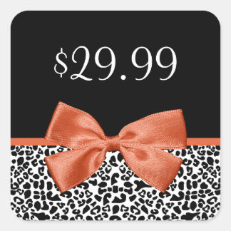 Leopard Print Price Tag Trendy Burnt Orange Ribbon