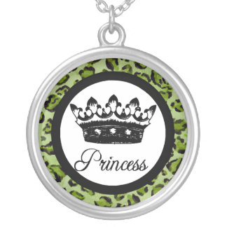 Leopard Print, Princess and Crown Necklace