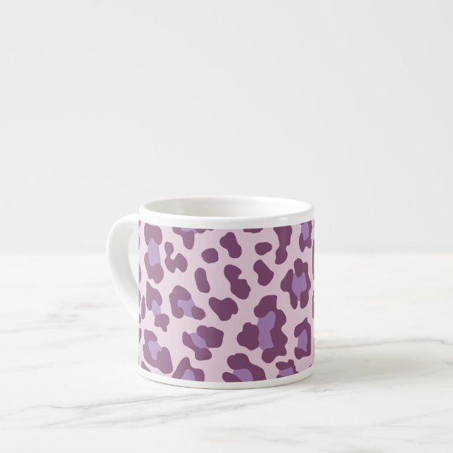 Leopard Print Purple and Lavender Espresso Cup (Front Left)