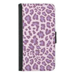 Leopard Print Purple and Lavender Samsung Galaxy S5 Wallet Case