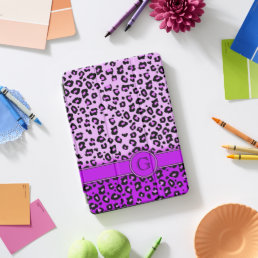 Leopard print purple black monogram  iPad pro cover
