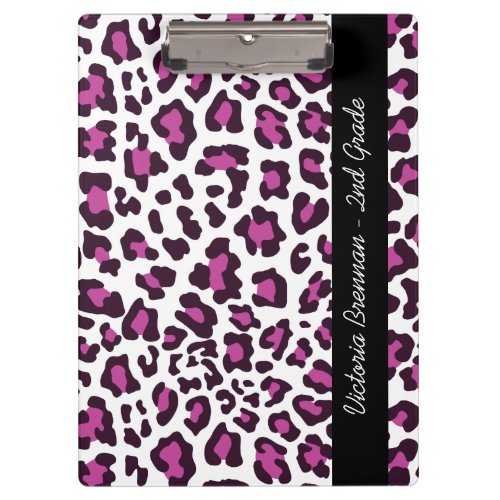 Leopard Print Purple Black White Custom Clipboard