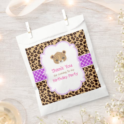 Leopard Print Purple Quatre foil  Birthday Party Favor Bag