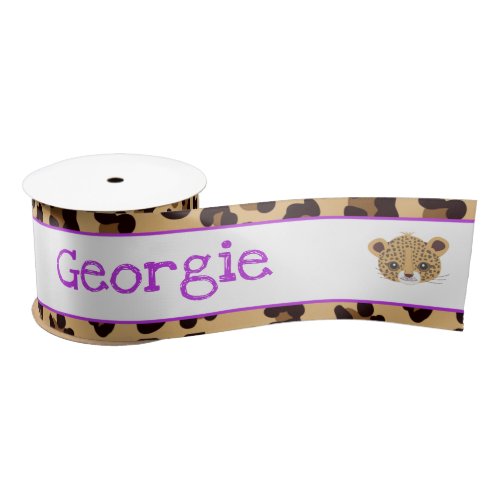 Leopard Print Purple Quatre foil Gift Satin Ribbon