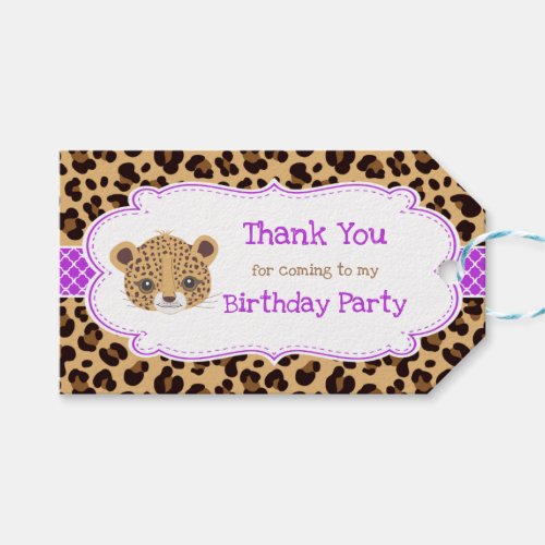 Leopard Print Purple Quatre foil Thank You Tag