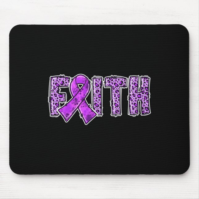 Leopard Print Purple Ribbon FAITH Drug Overdose Aw Mouse Pad (Front)