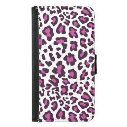 Leopard Print Purple Wallet Phone Case For Samsung Galaxy S5