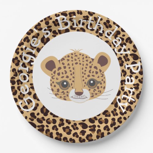 Leopard Print Qua trefoil Birthday Party Paper Plates