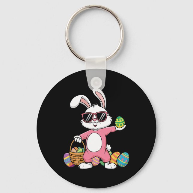 Leopard Print Rabbit Bunny Blowing Bubble Gum East Keychain (Front)