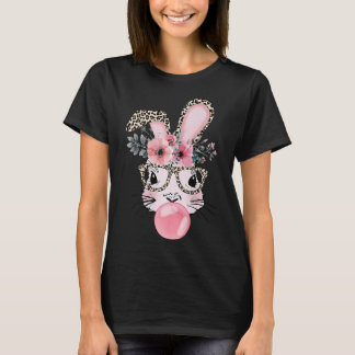 Leopard Print Rabbit Bunny Blowing Bubble Gum East T-Shirt
