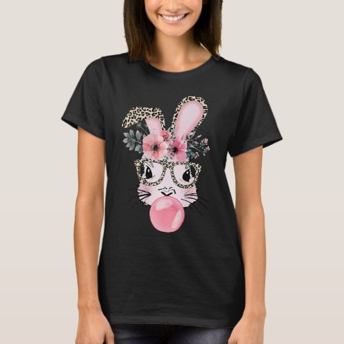 Leopard Print Rabbit Bunny Blowing Bubble Gum East T_Shirt