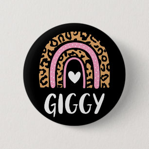 Leopard Print Rainbow Cute Mothers Day Funny Giggy Button