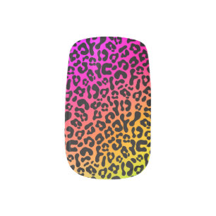 Leopard Print Rainbow Gradient Fierce 90s Playful Minx Nail Art