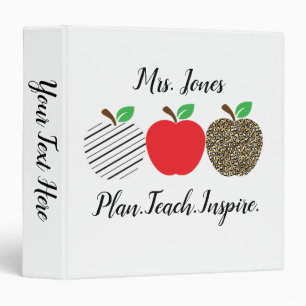 Leopard Print Red Apple Teacher Lesson Plan 3 Ring Binder