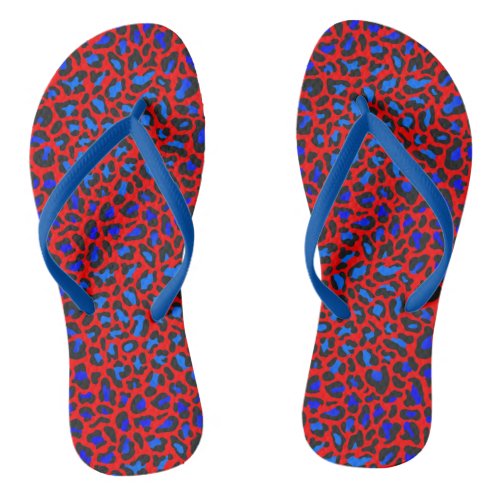 Leopard Print Red Blue Black Flip Flops