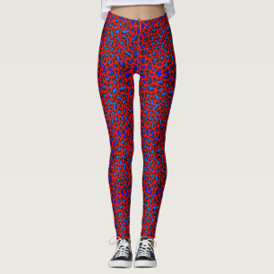 Leopard Print Red Blue Black Leggings