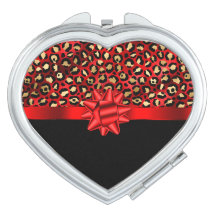 Leopard Print Red, Gold and Black with Red Bow