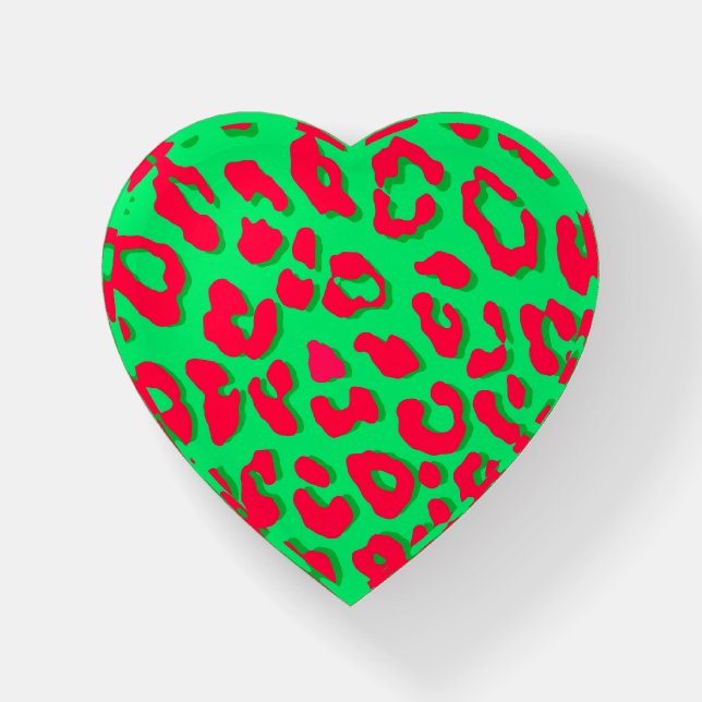 Leopard Print Red Green Paperweight (Front)