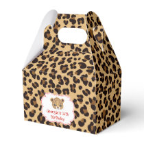 Leopard Print Red Quatrefoil Birthday Party Favor Boxes