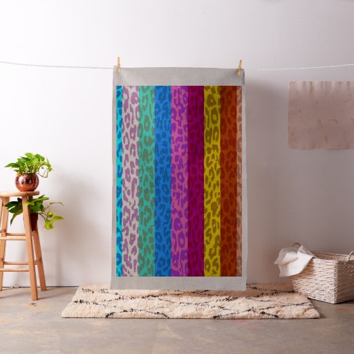 Leopard print retro color seamless stripes #13 fabric