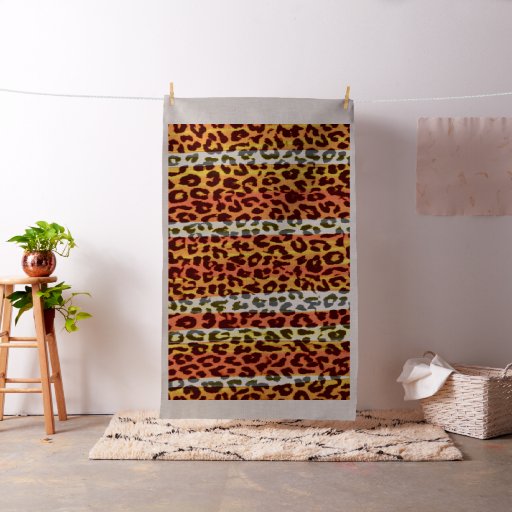 Leopard print retro color seamless stripes #18 fabric