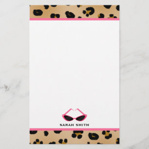 Leopard Print & Retro Pink Sunglasses Stationery